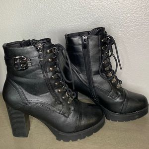 High heel combat boots